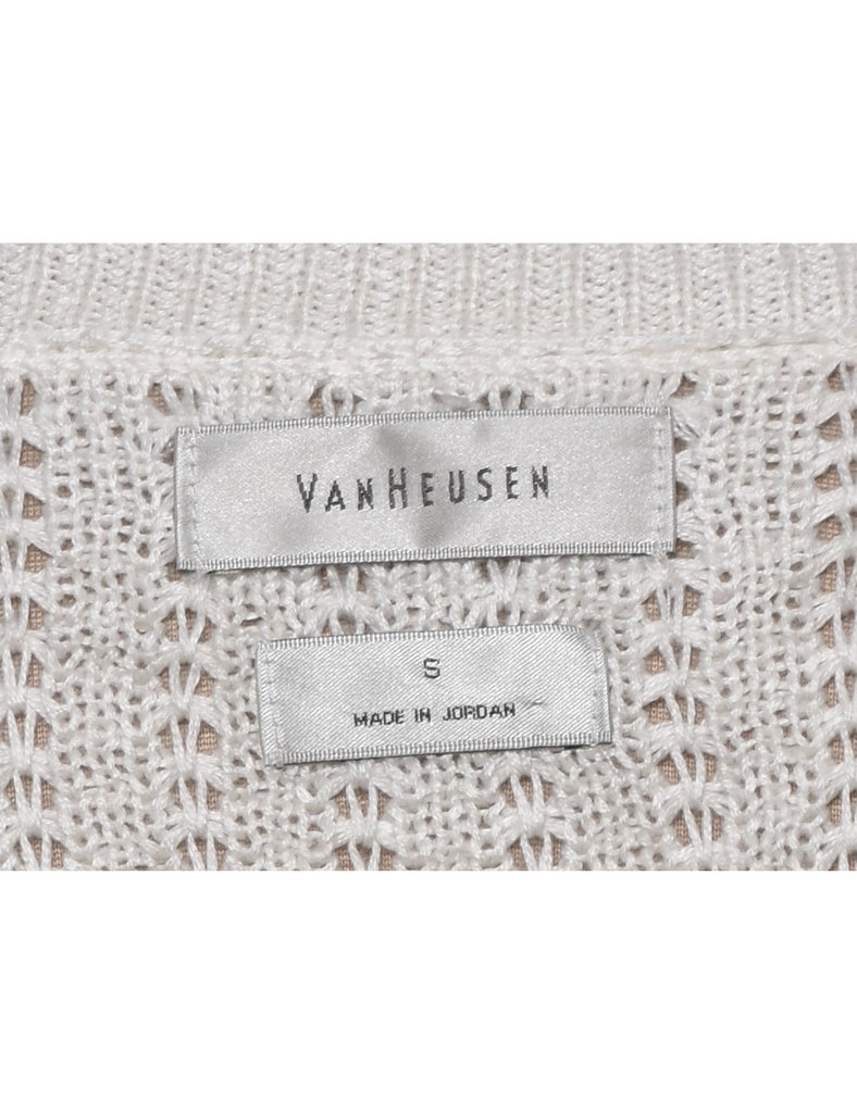Van Heusen White Crochet Jumper - L