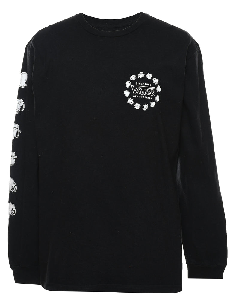 Vans X Peanuts Black & White Printed Long-Sleeve T-Shirt - M