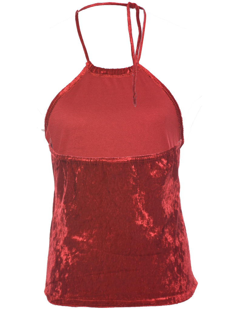 Velour Fabric Red Evening Top - S