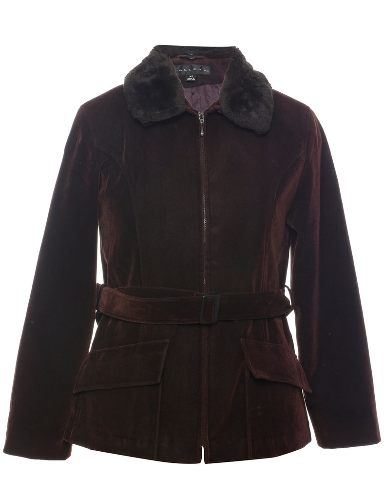 Velvet 1990s Faux Fur Collar Evening Jacket - XS