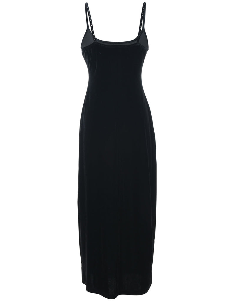 Velvet Black 1990s Fabric Evening Dress - M