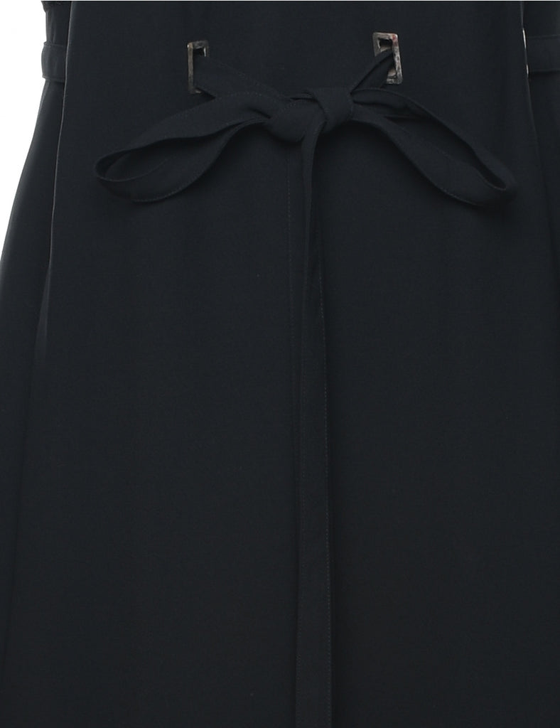 Velvet Black Bow Detail Evening Dress - L