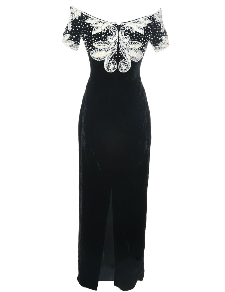 Velvet Black Evening Dress - XS