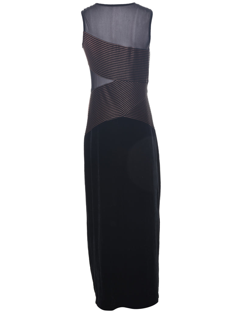 Velvet Black Evening Dress - S