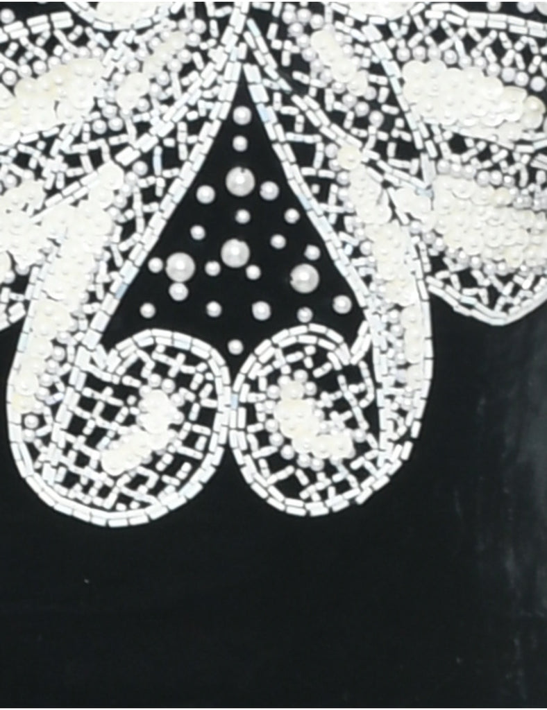 Velvet Black Evening Dress - XS