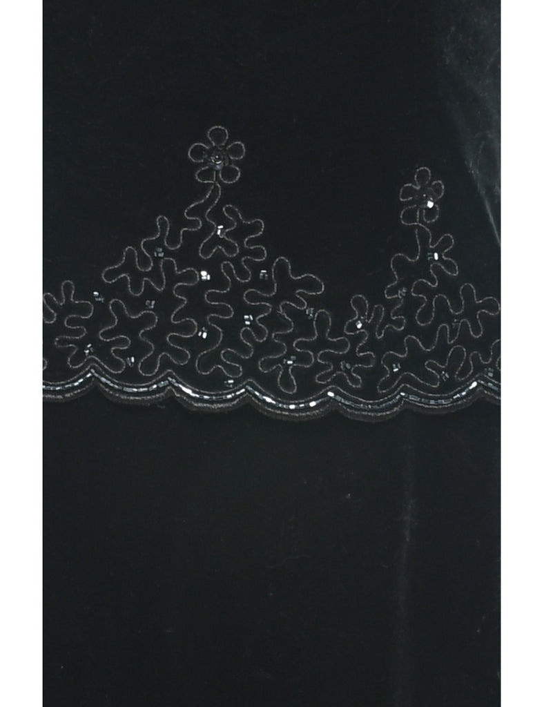 Velvet Black Evening Dress - M