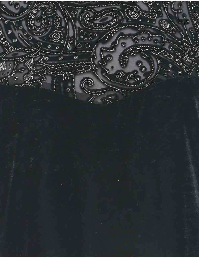Velvet Black Evening Dress - M