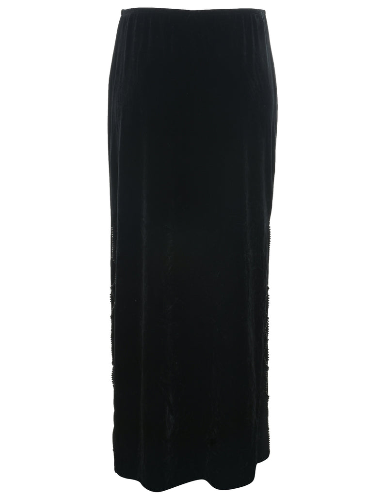 Velvet Black Midi Skirt - L