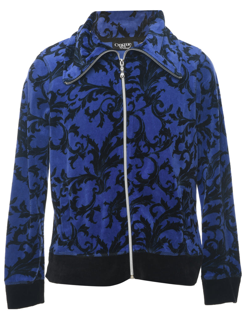 Velvet Black & Purple Zip-Front Track Top - M