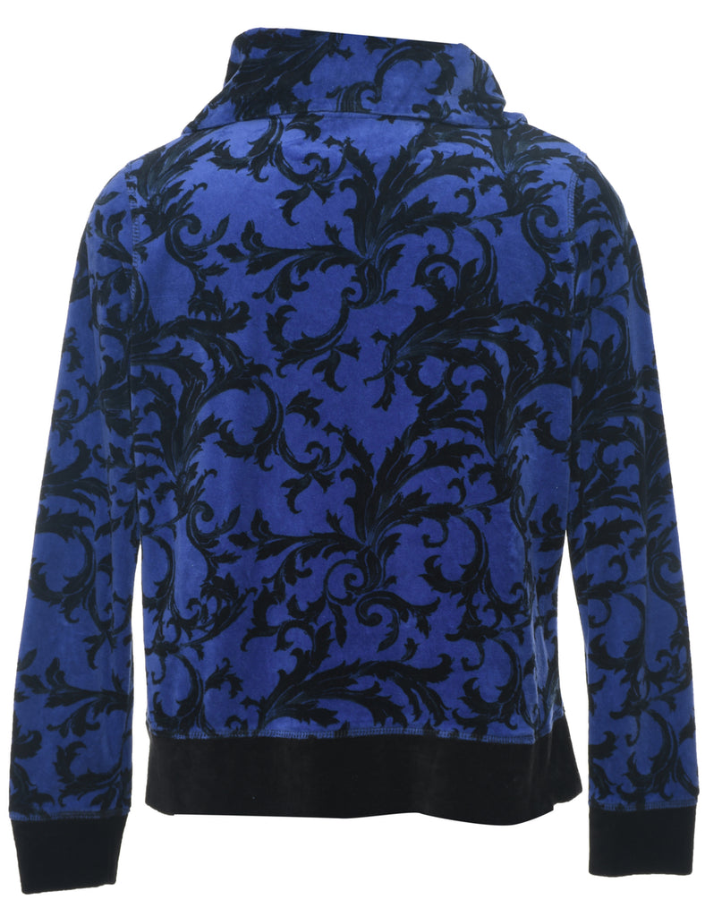 Velvet Black & Purple Zip-Front Track Top - M