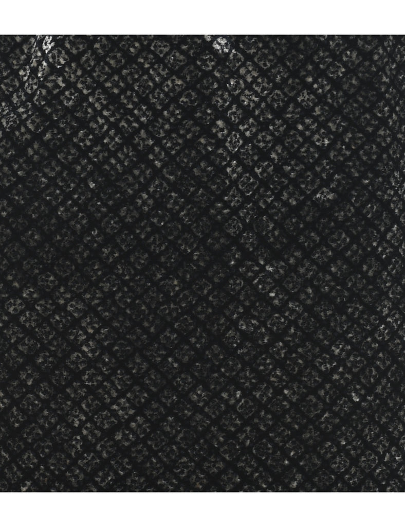 Velvet Black & Silver Checked Pencil Skirt - S