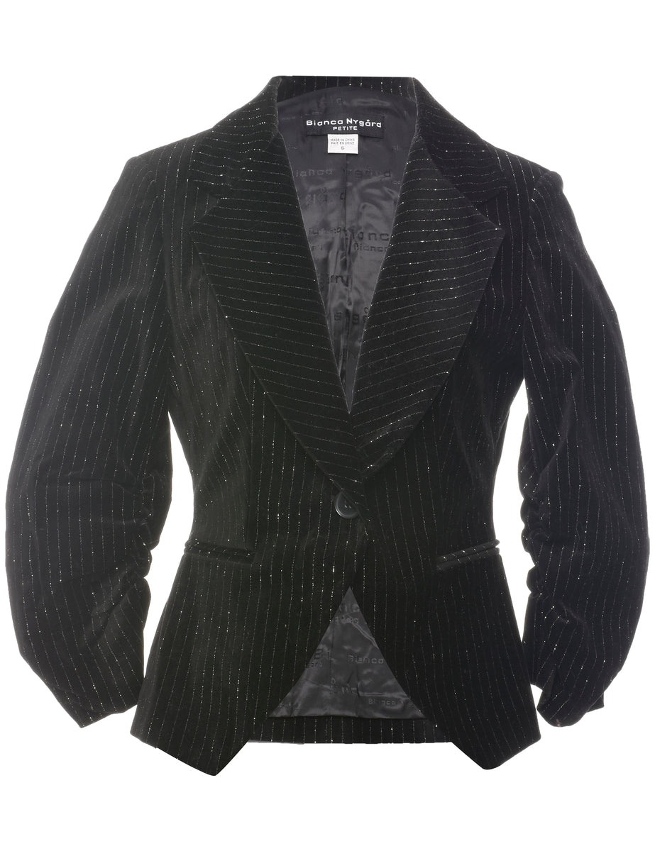 Women's Velvet Evening Jacket Black, S Beyond Retro