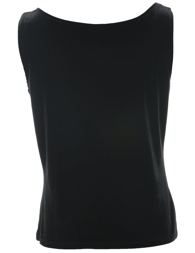 Velvet Fabric Black Evening Top - M