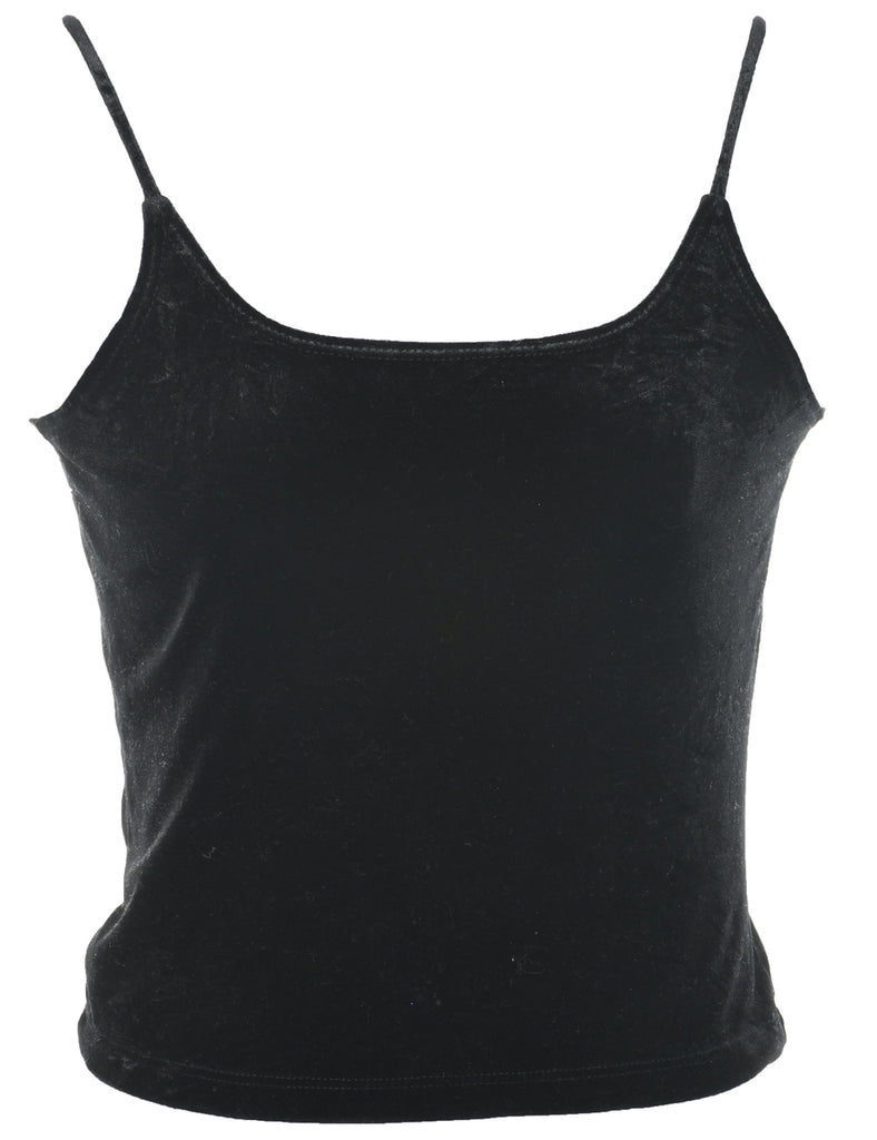 Velvet Fabric Cropped black Evening Top - S