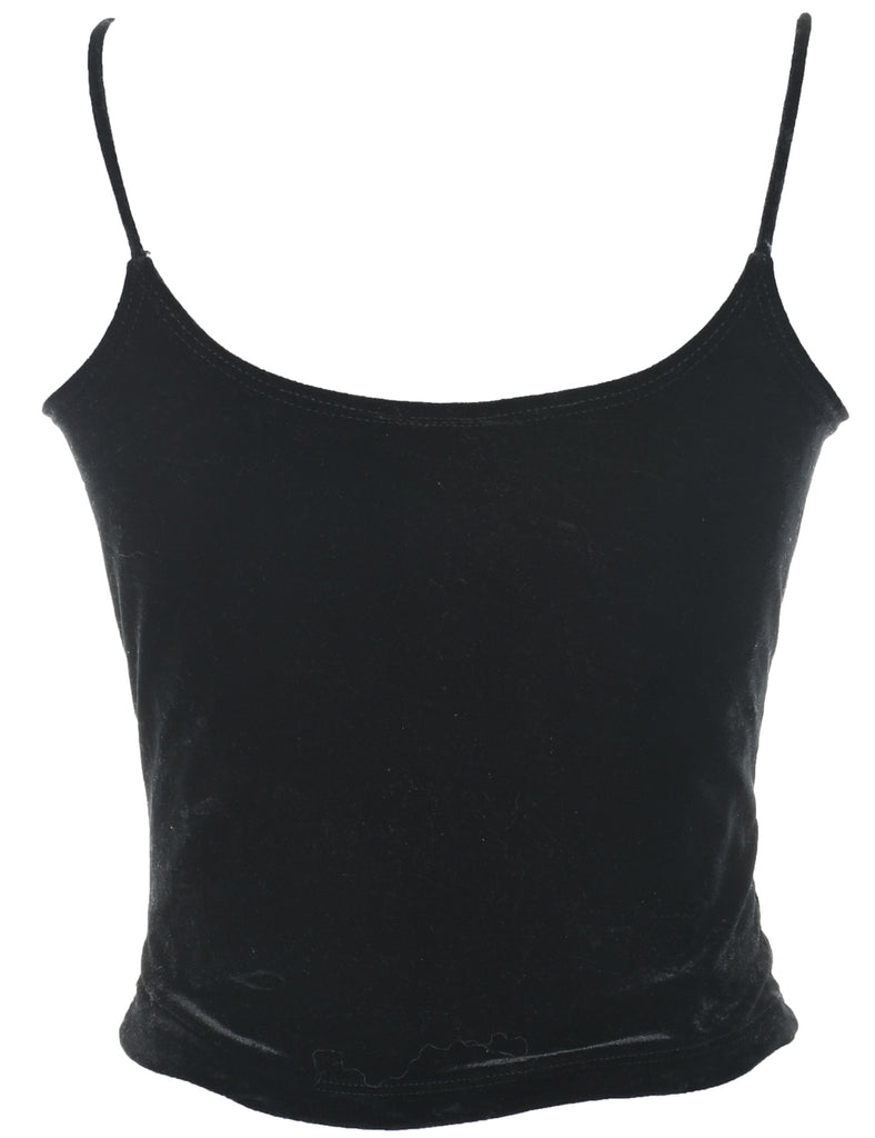 Velvet Fabric Cropped black Evening Top - S