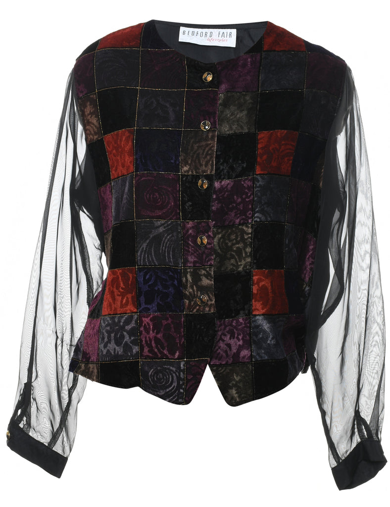 Velvet Fabric Evening Blouse - L