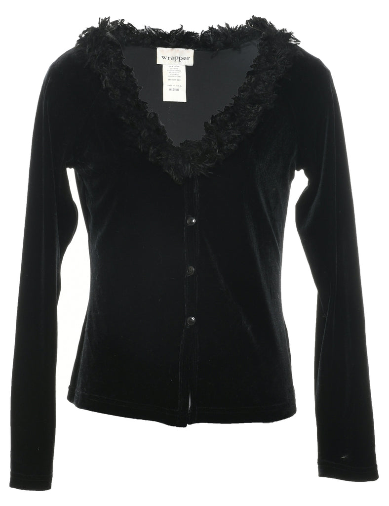 Velvet Fabric Evening Blouse - M