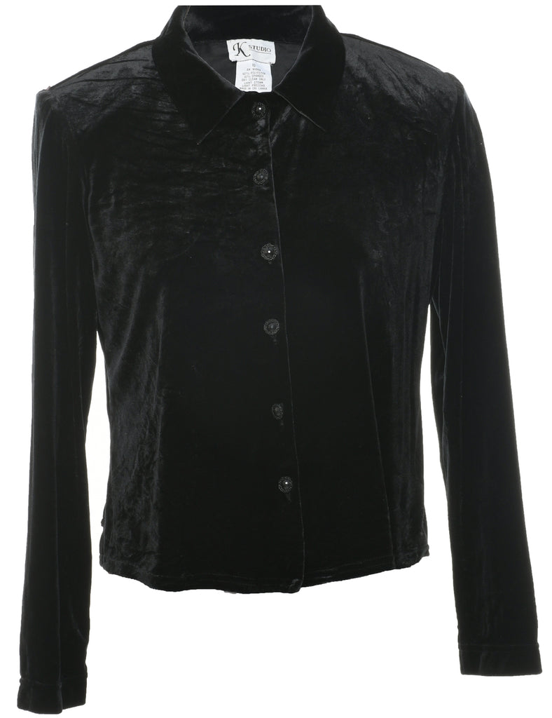 Velvet Fabric Evening Blouse - M