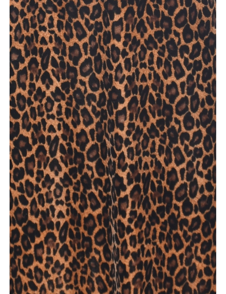 Velvet Leopard Print Evening Dress - S