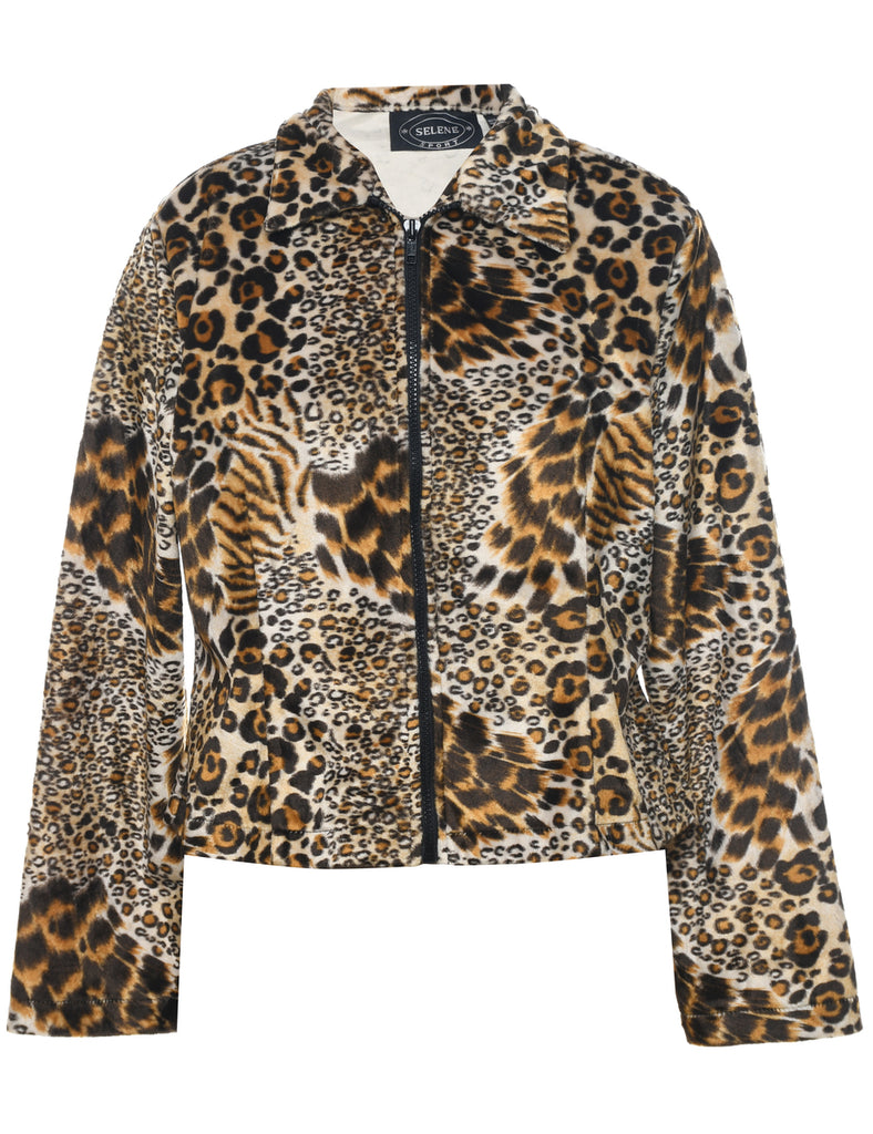 Velvet Leopard Print Jacket - L