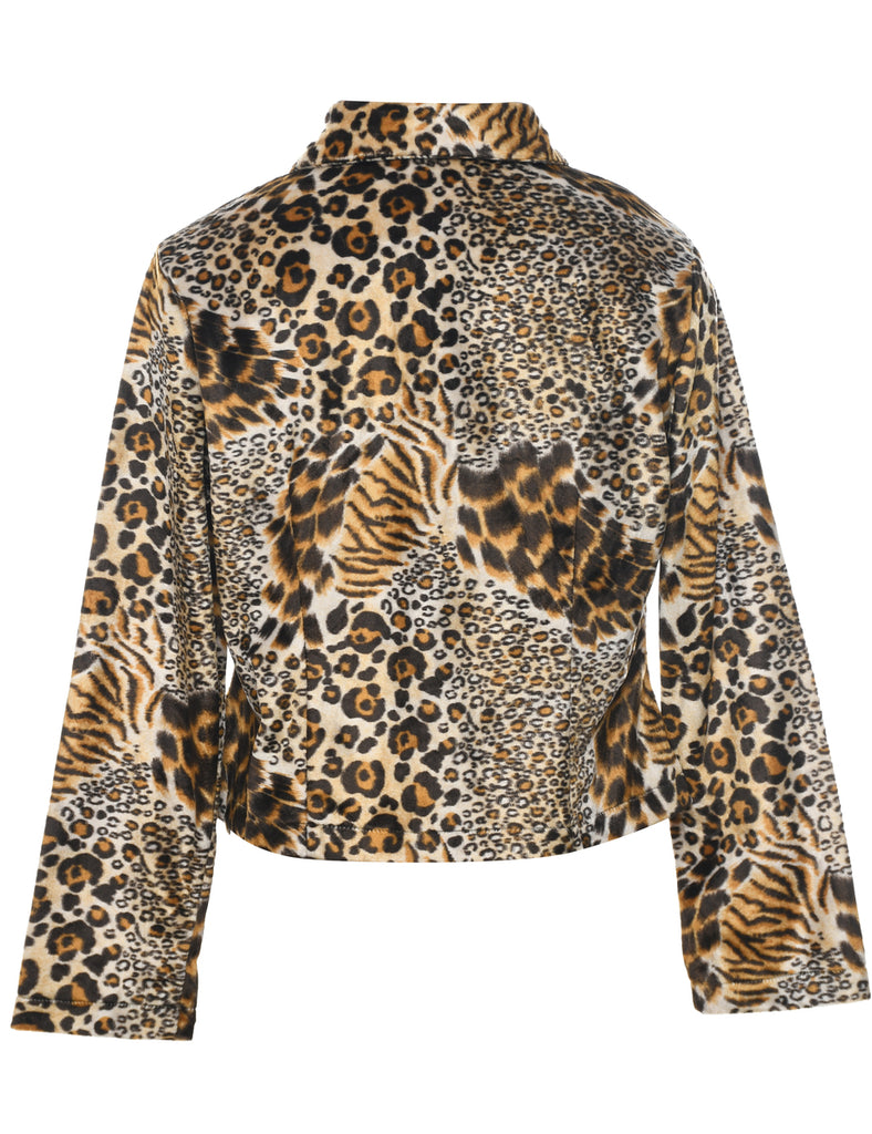 Velvet Leopard Print Jacket - L