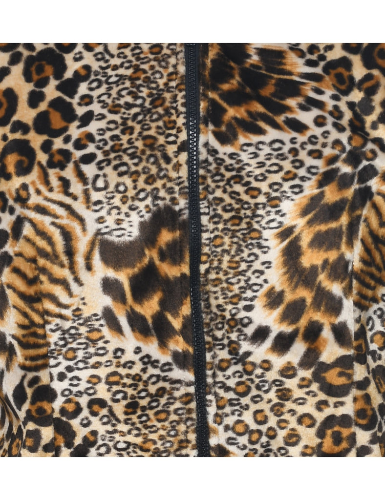 Velvet Leopard Print Jacket - L