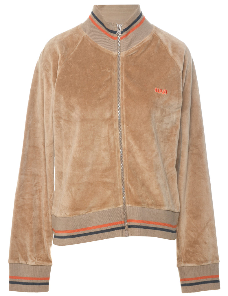 Velvet Light Brown Track Top - L