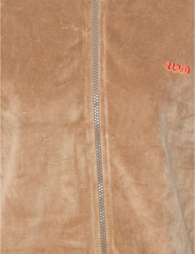 Velvet Light Brown Track Top - L