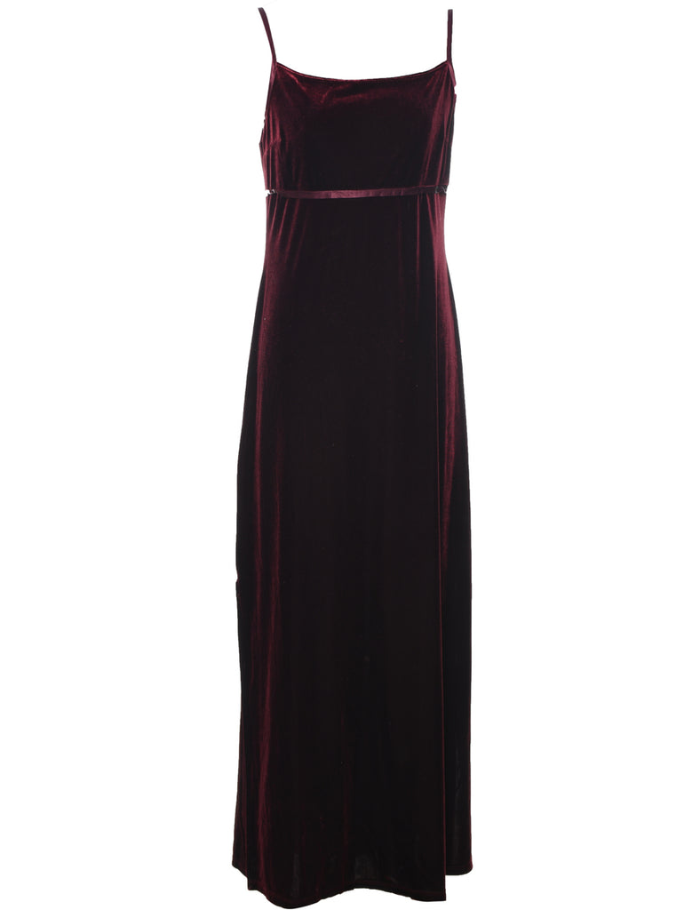 Velvet Maroon 1990s Evening Dress - S