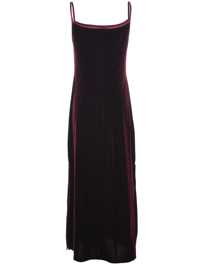 Velvet Maroon 1990s Evening Dress - S