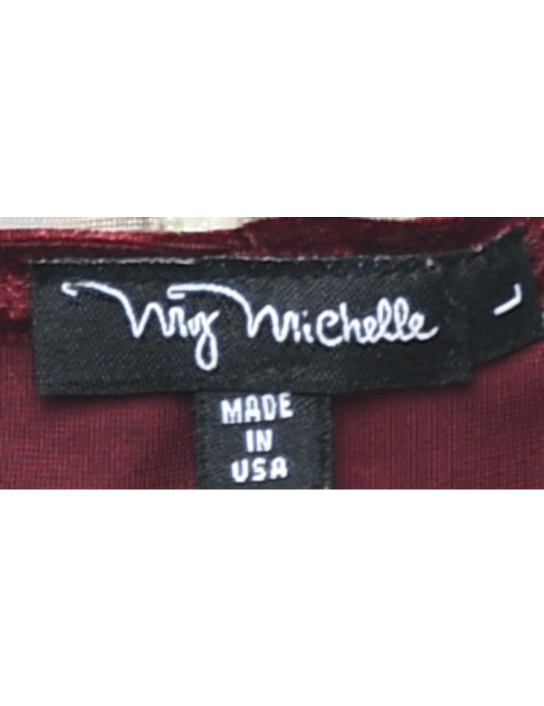 Velvet Maroon 1990s Evening Dress - S