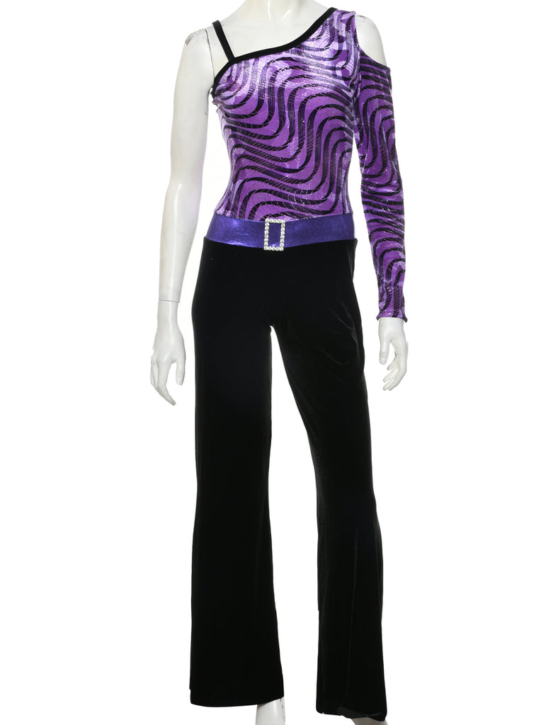 Velvet Metallic Finish Jumpsuit - S