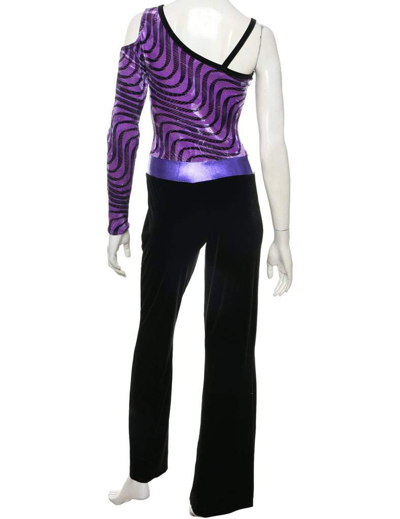 Velvet Metallic Finish Jumpsuit - S