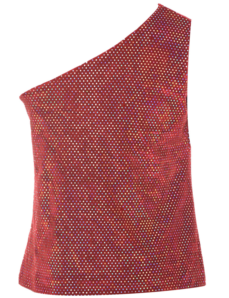 Velvet One Shoulder Evening Top - M