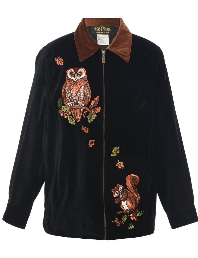 Velvet Owl Embroiderd Jacket - M