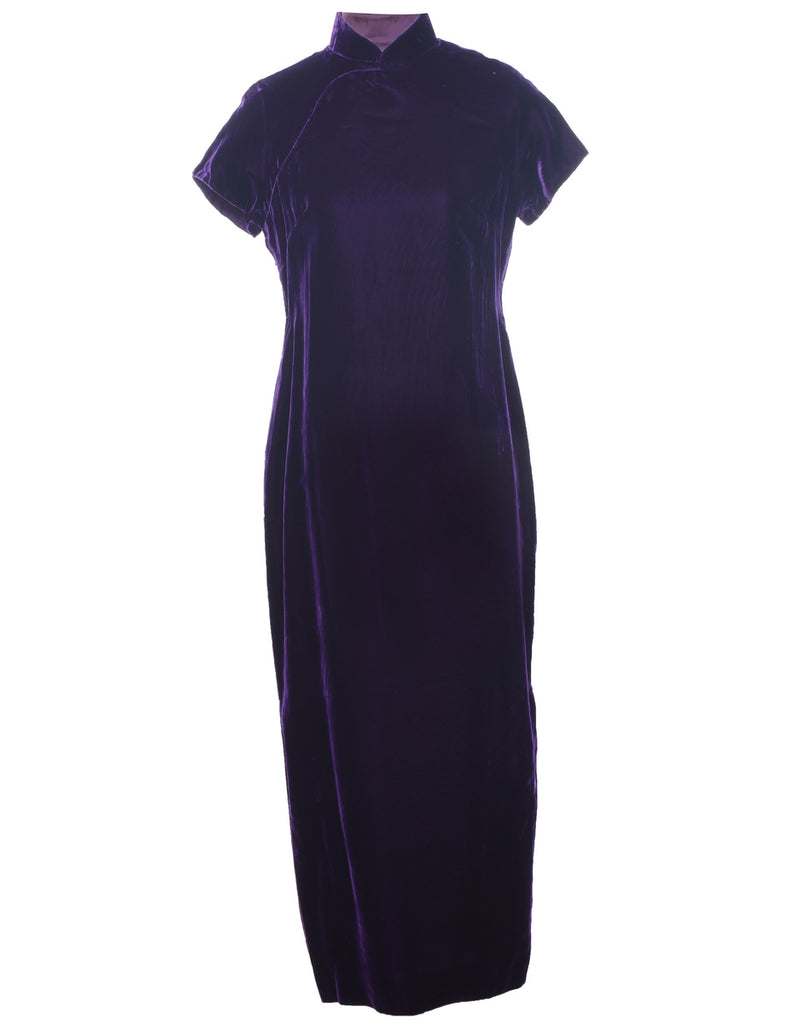 Velvet Purple Evening Dress - M