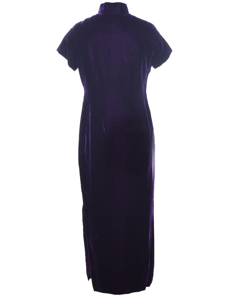 Velvet Purple Evening Dress - M