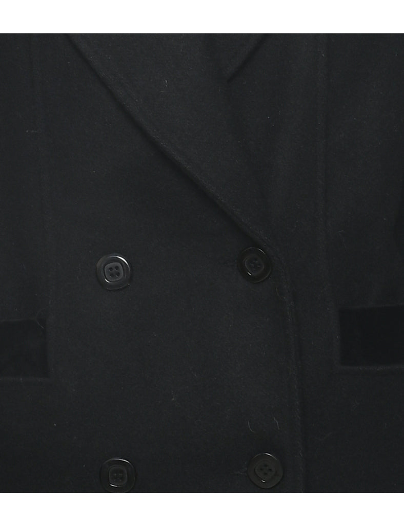 Velvet Trim Wool Coat - M