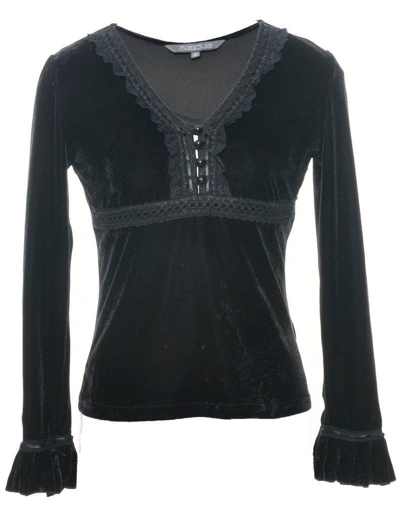 Velvet Y2K Black Evening Top - S
