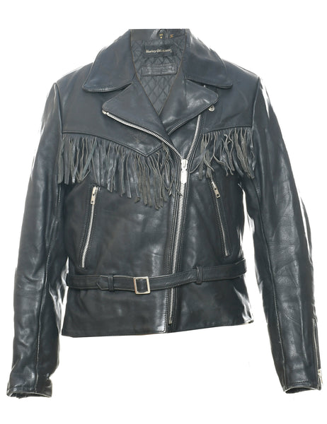 ジャケット・アウター vintage HARLEYDAVIDSON fringe design Vintage HARLEY DAVIDSON Womens Leather Black Fringe