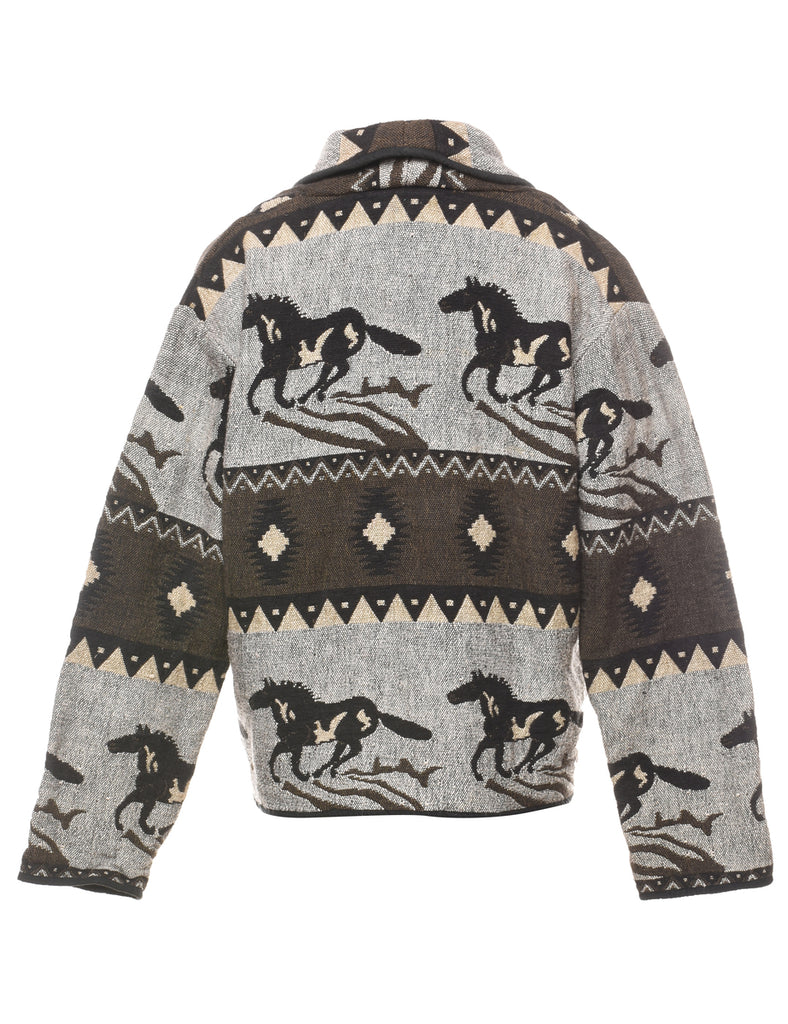 Western Horse Design Tapestry Jacket - L