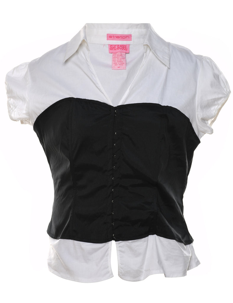 White & Black Corset Blouse - M