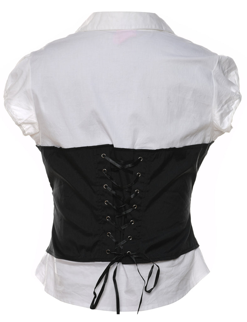 White & Black Corset Blouse - M