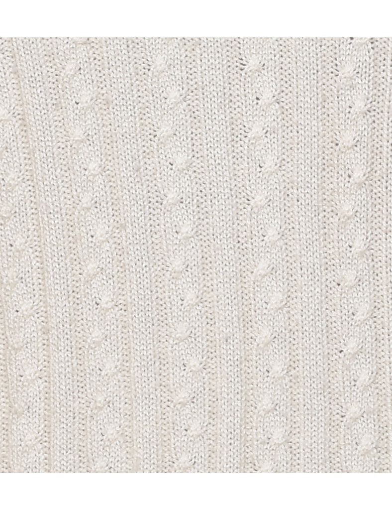 White Cable Knit Collar Detail Jumper - M