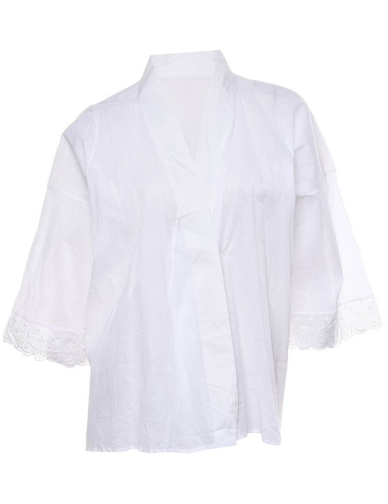 White Cropped Kimono - L