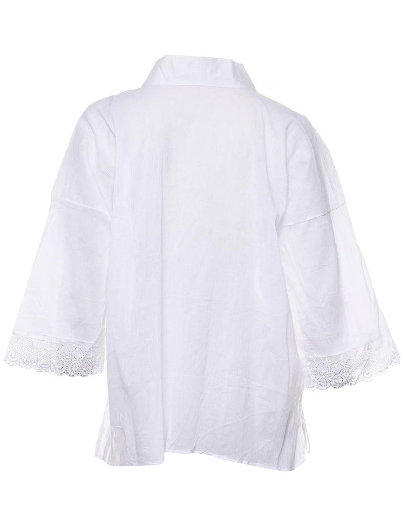White Cropped Kimono - L