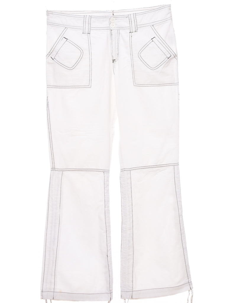 White Flared Leg Y2K Trousers - W32 L29