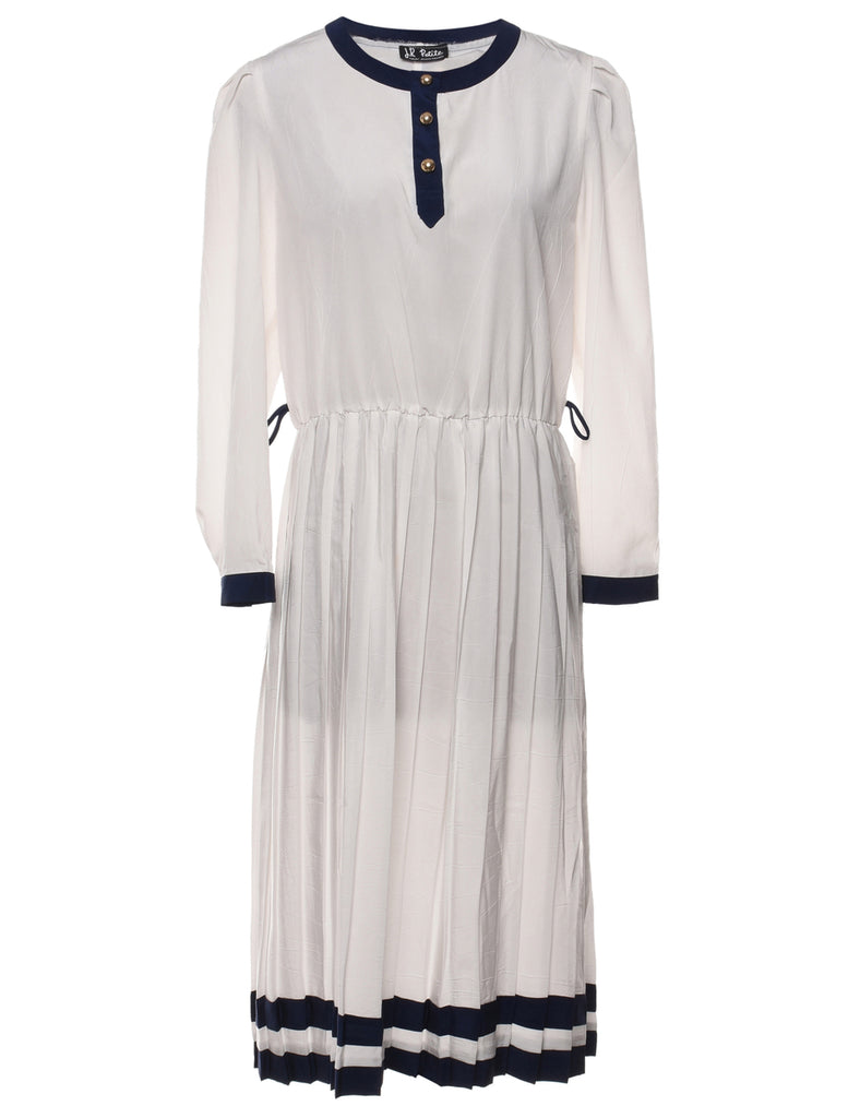 White Pleated Dress - L