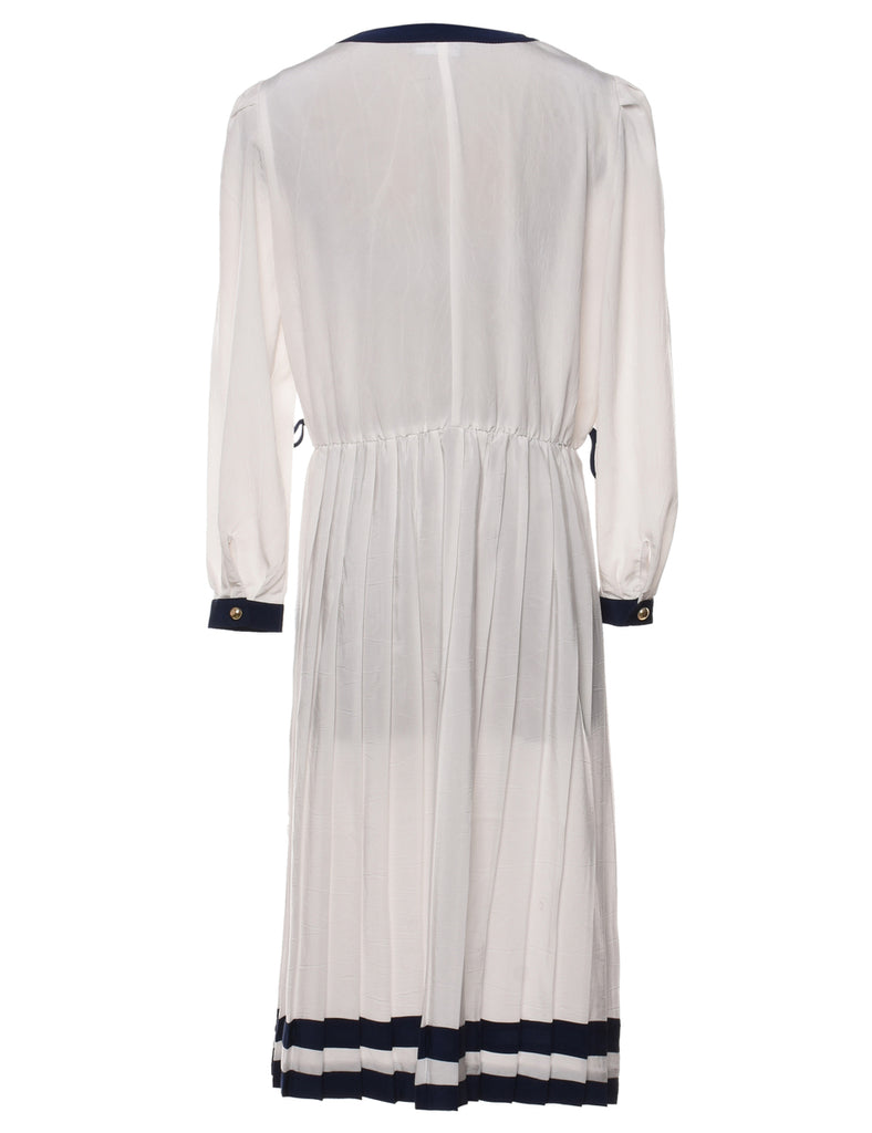 White Pleated Dress - L