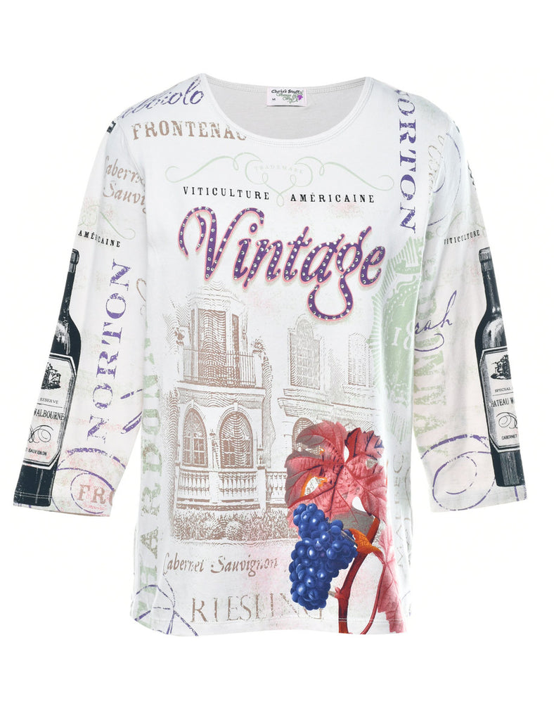 White Printed T-shirt - M